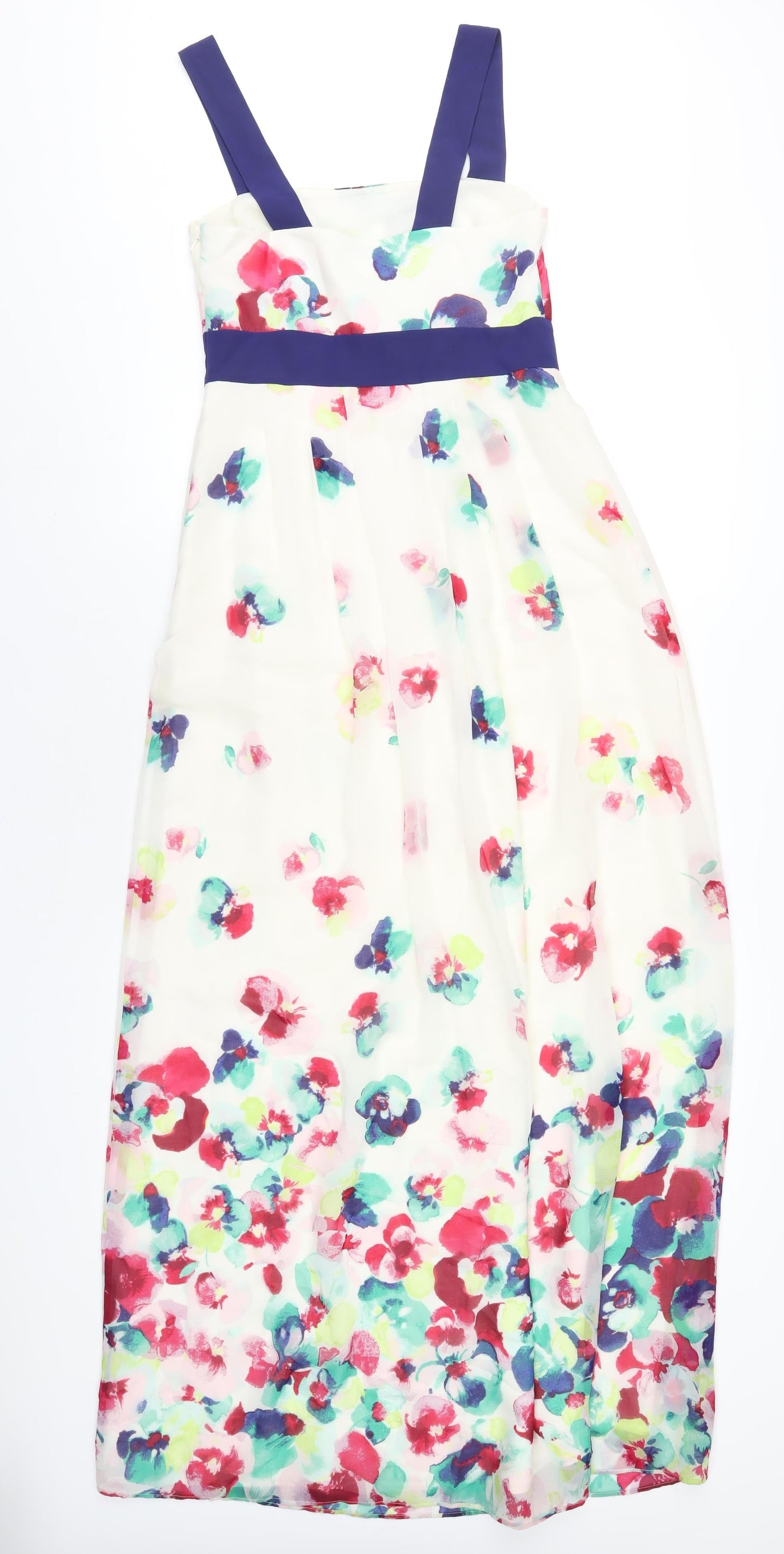 Monsoon Womens Multicoloured Floral Polyester A-Line Size 8 Square Neck Zip