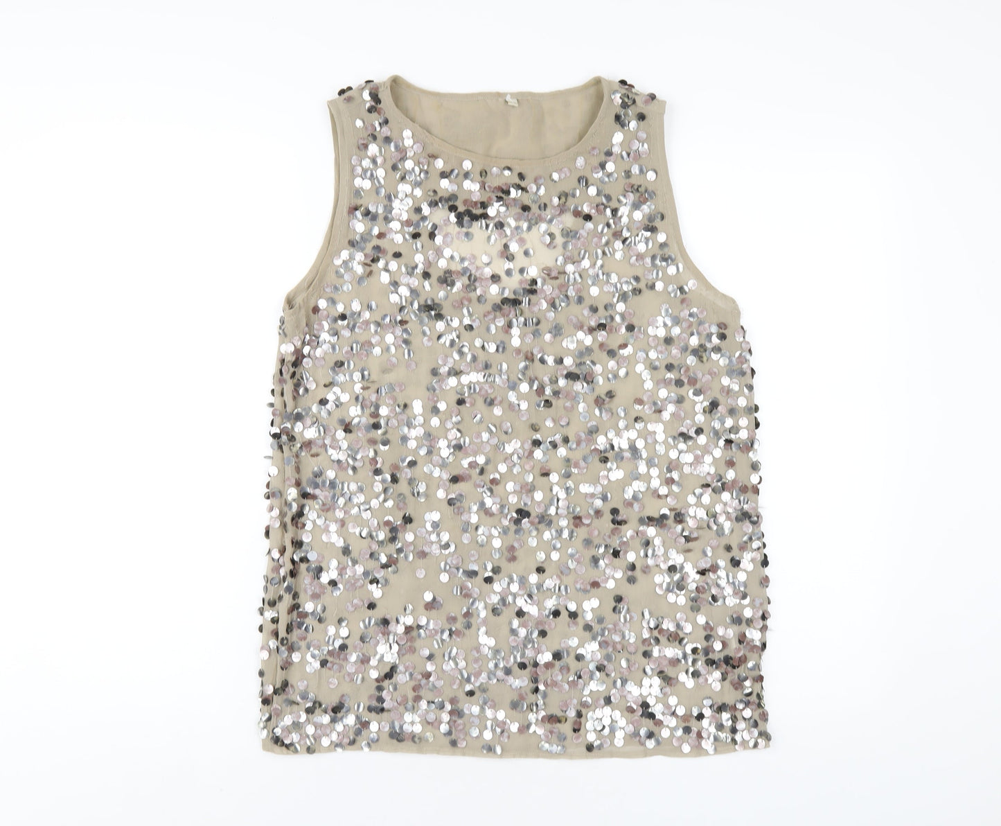 Womens UK Size 12 River Island Beige Basic Tank