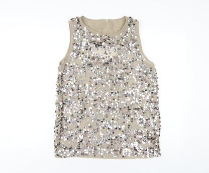 Womens UK Size 12 River Island Beige Basic Tank