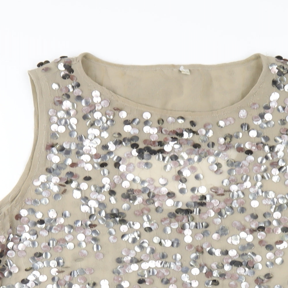 Womens UK Size 12 River Island Beige Basic Tank