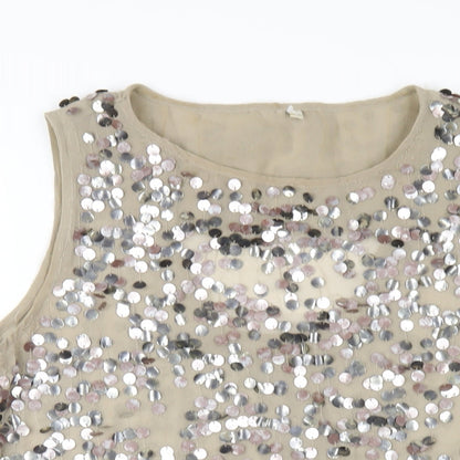Womens UK Size 12 River Island Beige Basic Tank