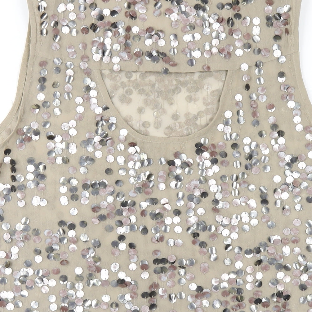 Womens UK Size 12 River Island Beige Basic Tank