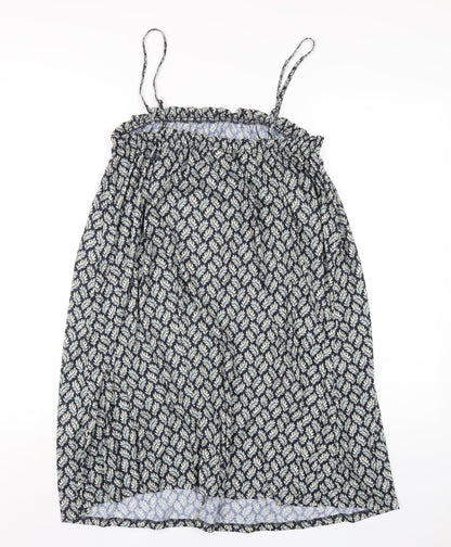H&M Womens Blue Geometric Polyester A-Line Size S Square Neck Pullover