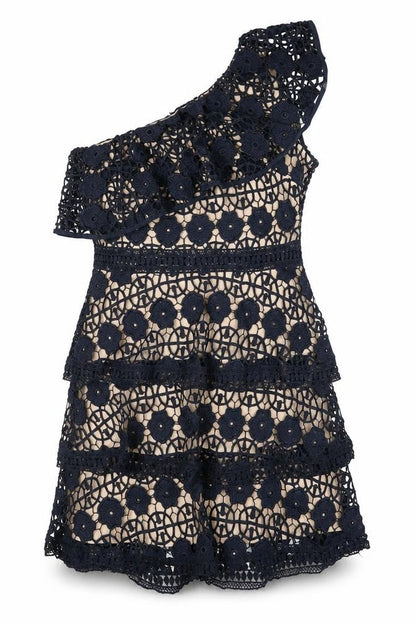 AX Paris Womens Blue Polyester A-Line Size 10 One Shoulder Zip