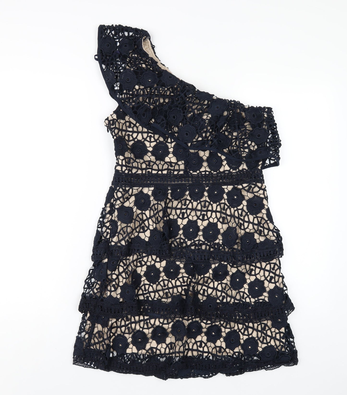 AX Paris Womens Blue Polyester A-Line Size 10 One Shoulder Zip