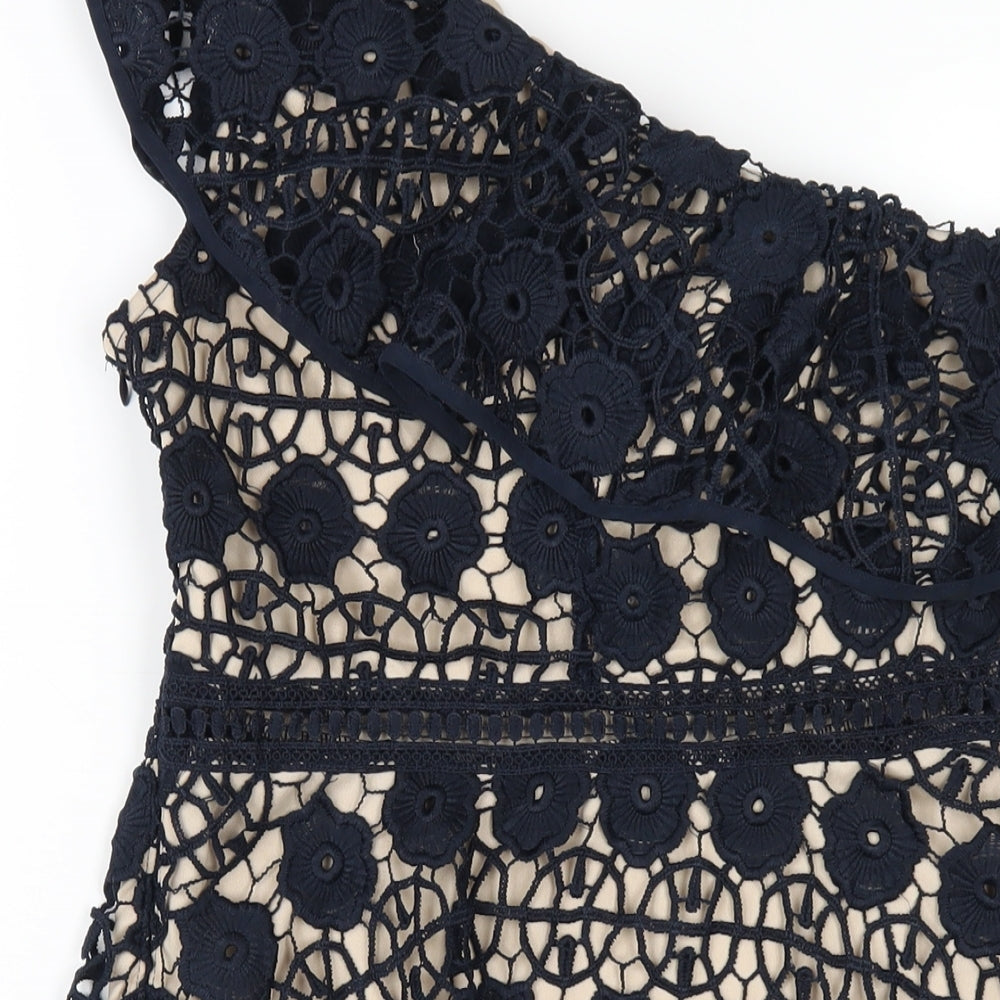 AX Paris Womens Blue Polyester A-Line Size 10 One Shoulder Zip