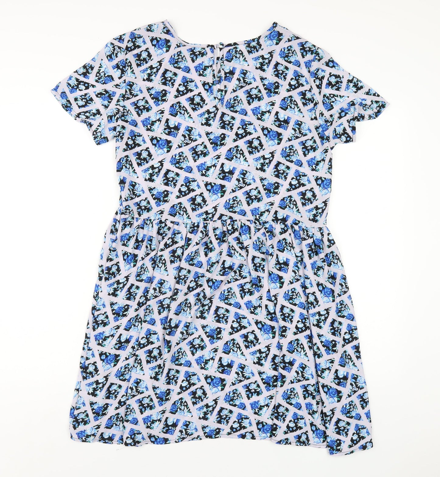 Glamorous Womens Multicoloured Geometric Polyester A-Line Size 10 Round Neck Button