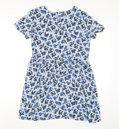 Glamorous Womens Multicoloured Geometric Polyester A-Line Size 10 Round Neck Button