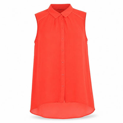 H&M Womens Red Polyester Basic Button-Up Size 10 Collared