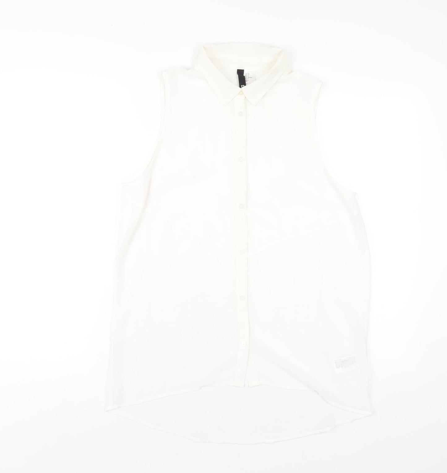 Womens UK Size 12 H&M White Basic Button-Up
