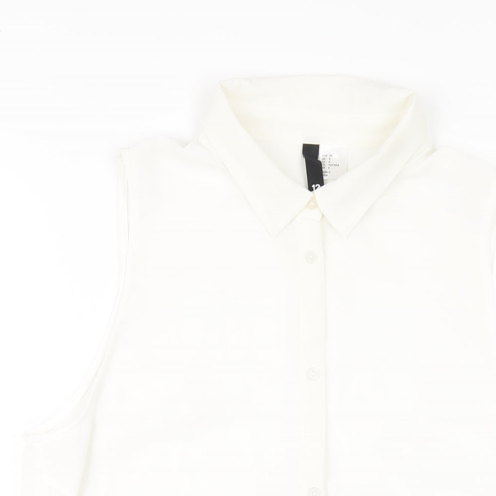 Womens UK Size 12 H&M White Basic Button-Up
