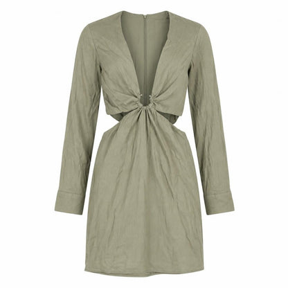 Zara Womens Green Polyester A-Line Size M V-Neck Zip