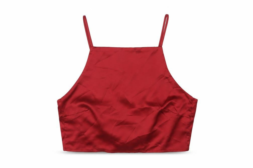 Womens UK Size 8 Glamorous Red Cropped T-Shirt