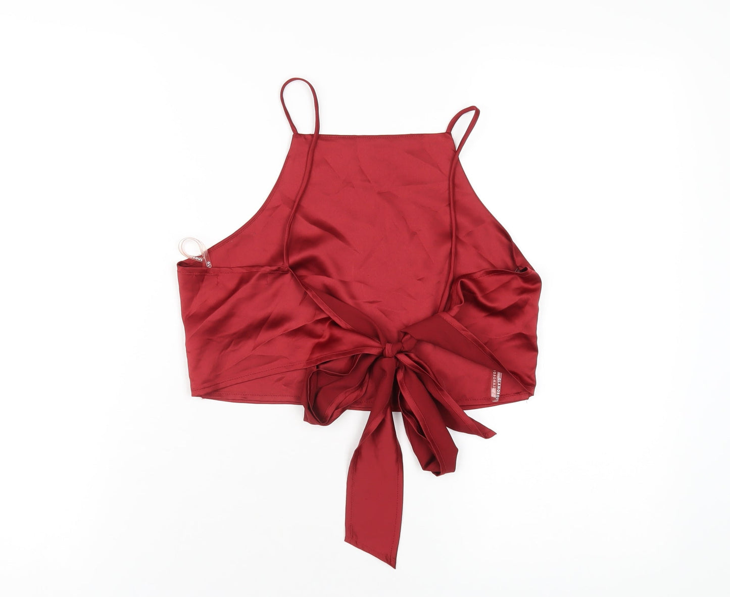 Glamorous Womens Red Polyester Cropped T-Shirt Size 8 Square Neck