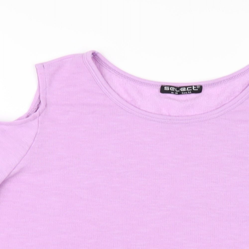 Womens UK Size 16 Select Purple Basic T-Shirt