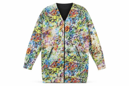 VILA Womens Multicoloured Geometric Polyester Jacket Dress Size S V-Neck Zip
