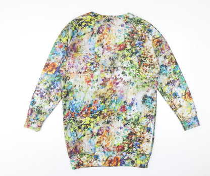 VILA Womens Multicoloured Geometric Polyester Jacket Dress Size S V-Neck Zip