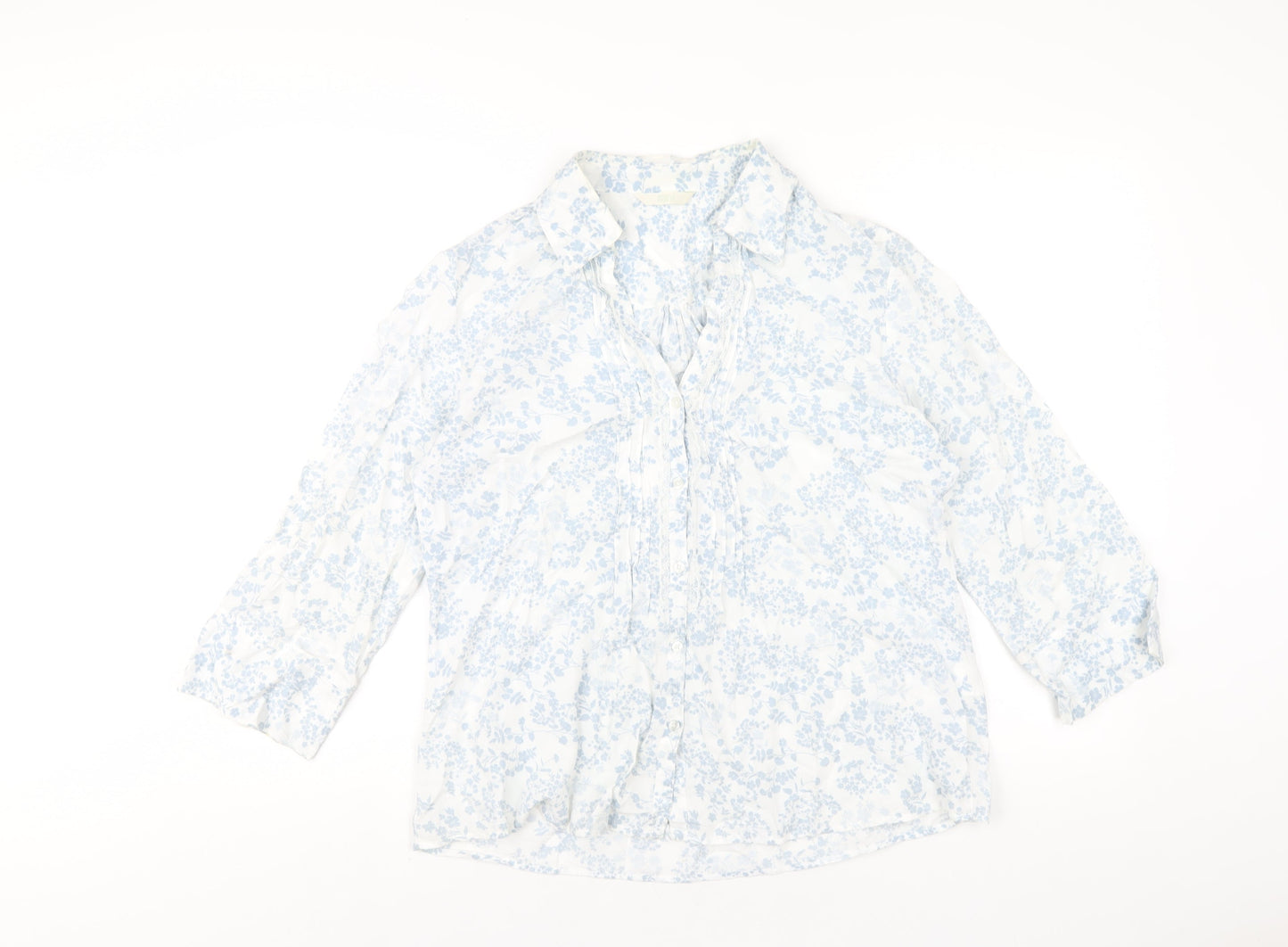 Womens UK Size 10 Marks and Spencer Blue Basic Button-Up