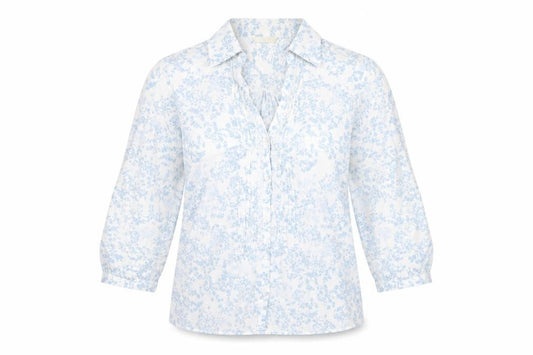 Marks & Spencer Womens Blue Geometric Cotton Basic Button-Up Size 10 Collared
