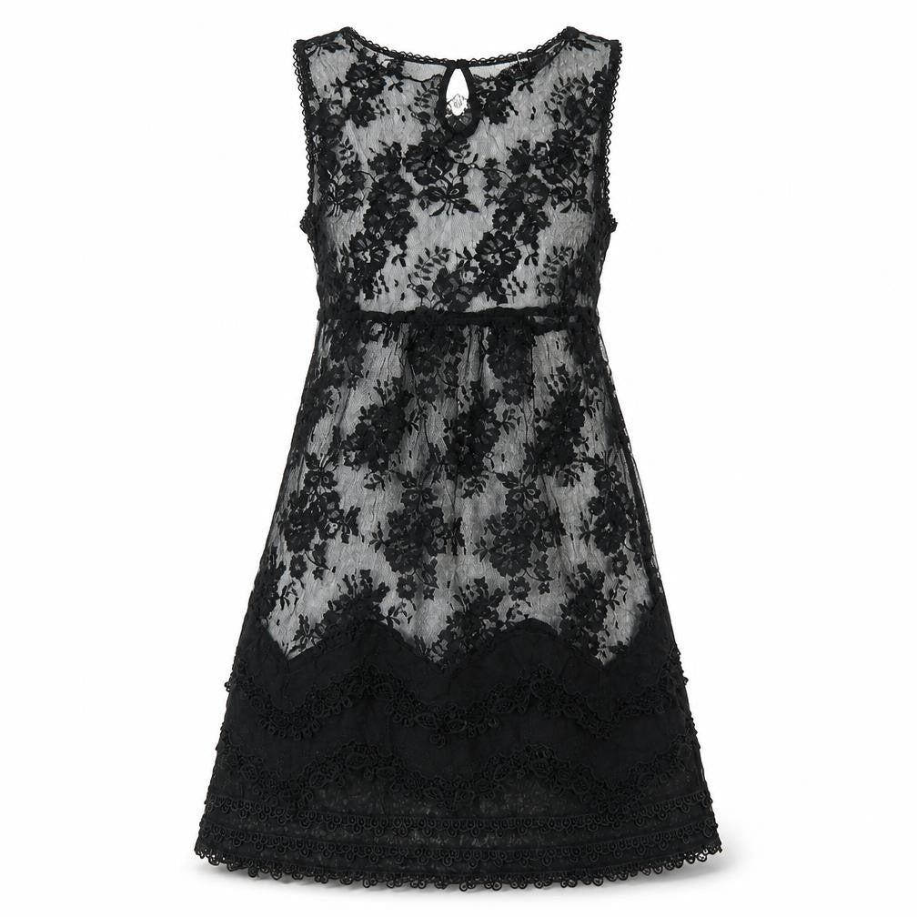 Warehouse Womens Black Polyester A-Line Size 12 Round Neck Button