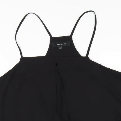 New Look Womens Black Polyester A-Line Size 12 Square Neck Pullover