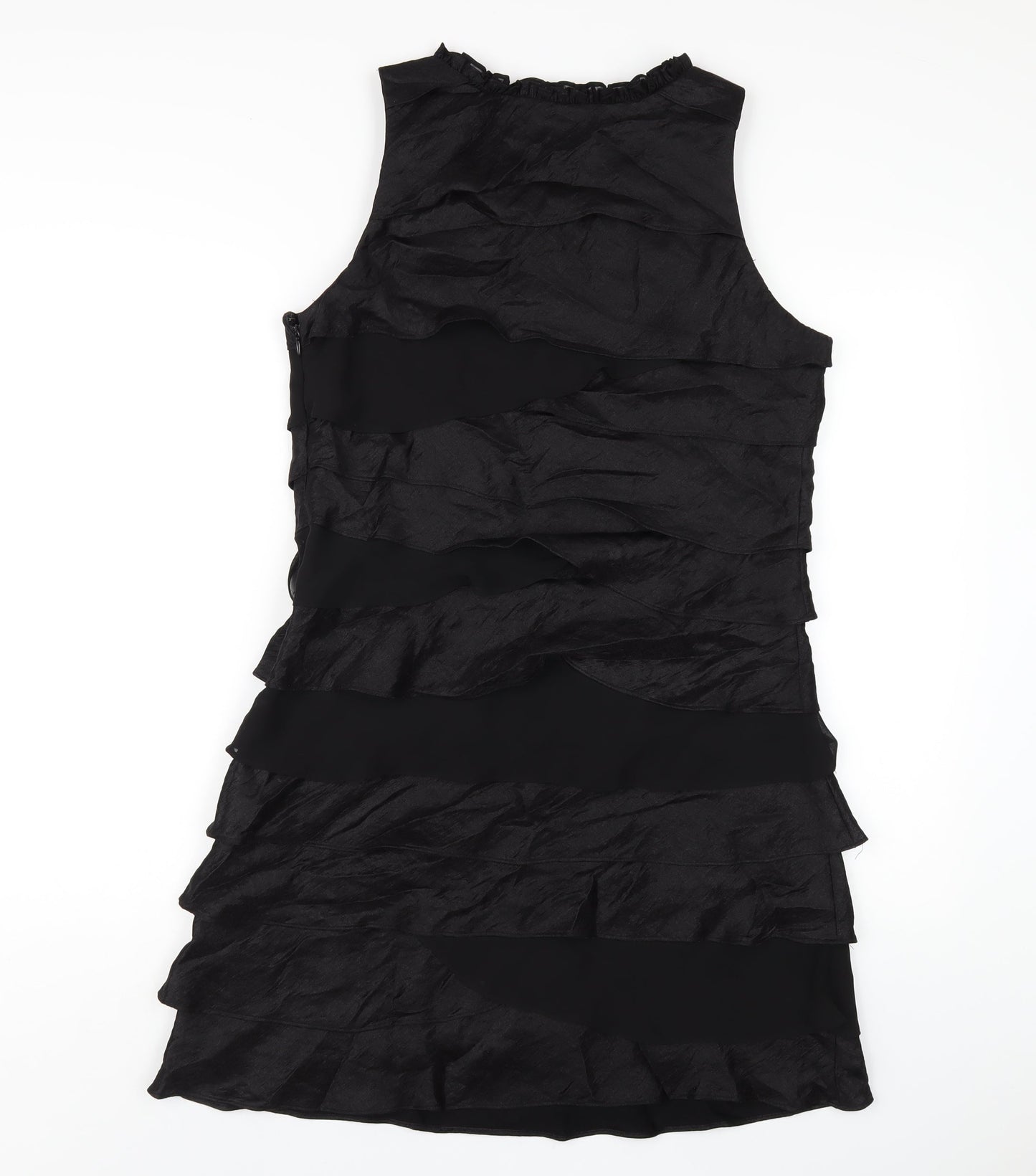 S.L. Fashion Womens Black Viscose A-Line Size 12 Round Neck Zip
