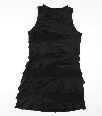 S.L. Fashion Womens Black Viscose A-Line Size 12 Round Neck Zip