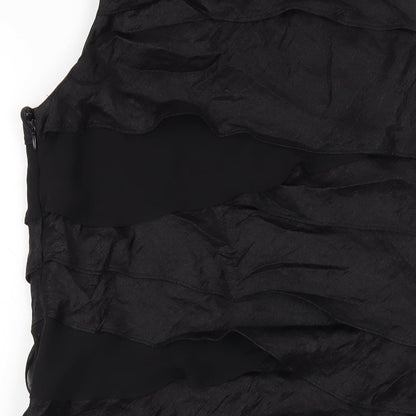 S.L. Fashion Womens Black Viscose A-Line Size 12 Round Neck Zip