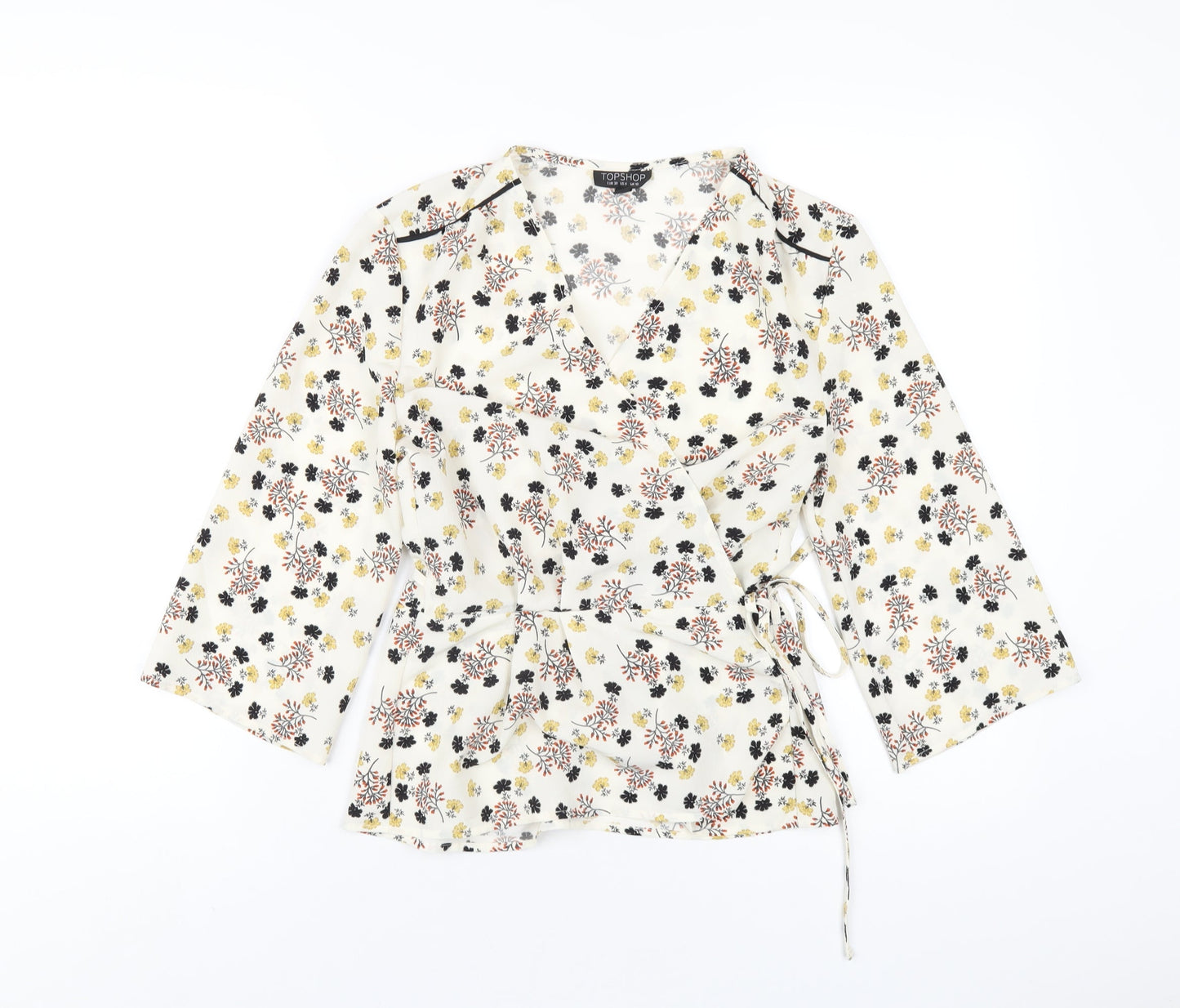 Womens UK Size 10 Topshop Ivory Wrap Blouse