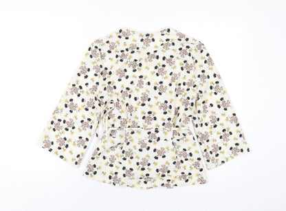 Womens UK Size 10 Topshop Ivory Wrap Blouse