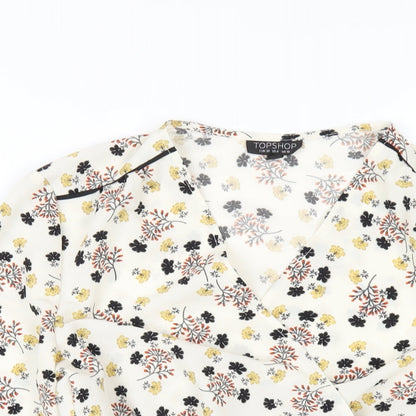 Womens UK Size 10 Topshop Ivory Wrap Blouse