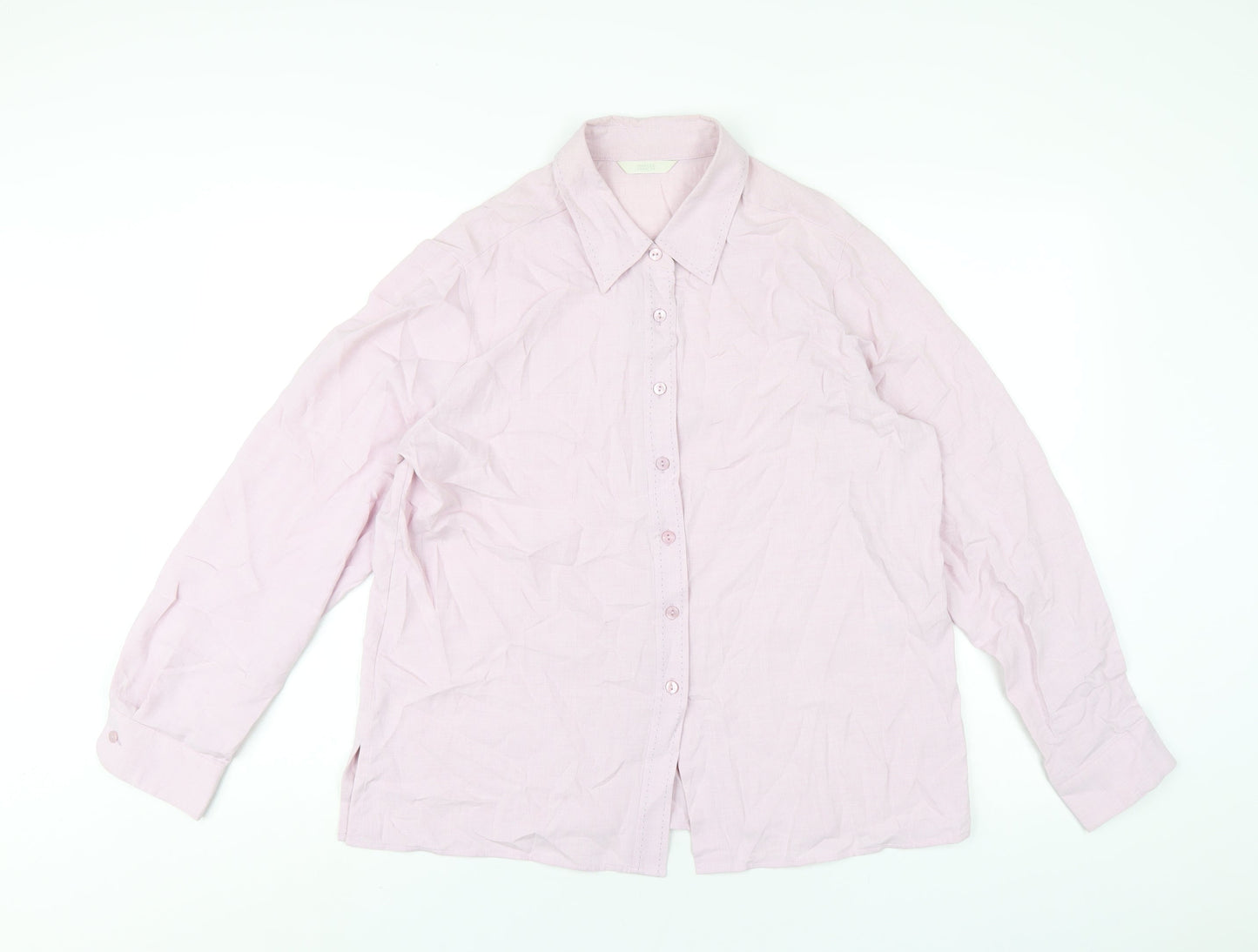 Womens UK Size 16 Marks and Spencer Pink Basic Button-Up