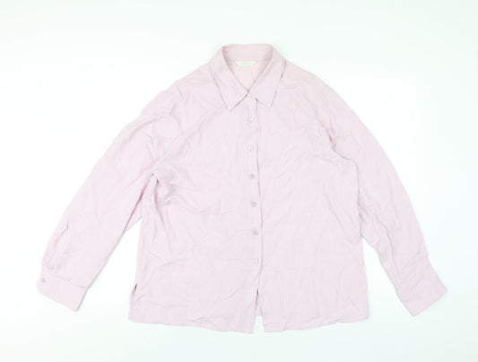 Womens UK Size 16 Marks and Spencer Pink Basic Button-Up