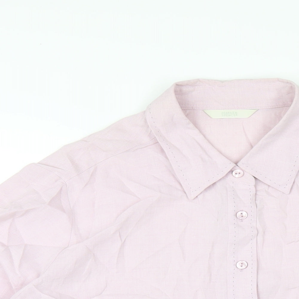 Womens UK Size 16 Marks and Spencer Pink Basic Button-Up