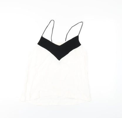 H&M Womens White Viscose Camisole T-Shirt Size 10 V-Neck