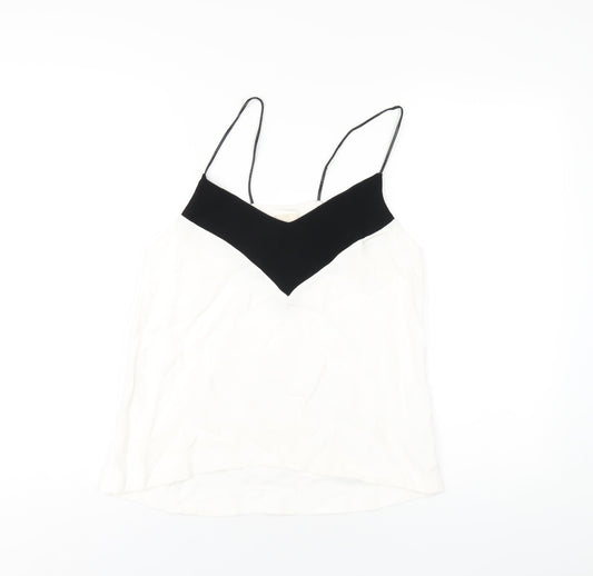 H&M Womens White Viscose Camisole T-Shirt Size 10 V-Neck