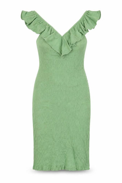 Zara Womens Green Viscose Bodycon Size S V-Neck Pullover
