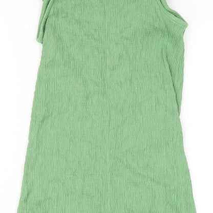 Zara Womens Green Viscose Bodycon Size S V-Neck Pullover