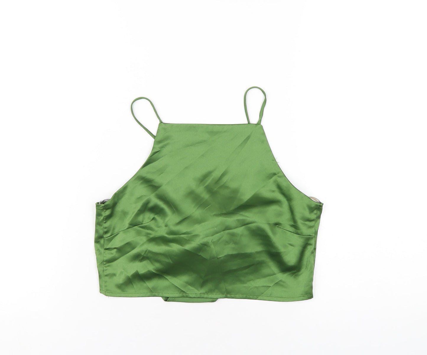 Glamorous Womens Green Polyester Camisole T-Shirt Size 8 Square Neck