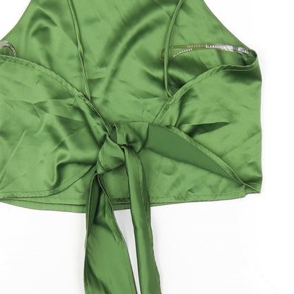 Glamorous Womens Green Polyester Camisole T-Shirt Size 8 Square Neck