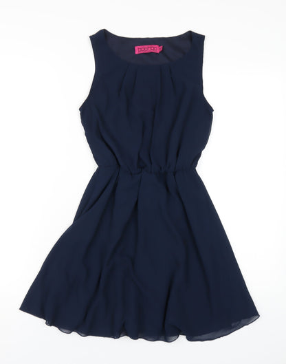 Boohoo Womens Blue Polyester A-Line Size 6 Round Neck Pullover