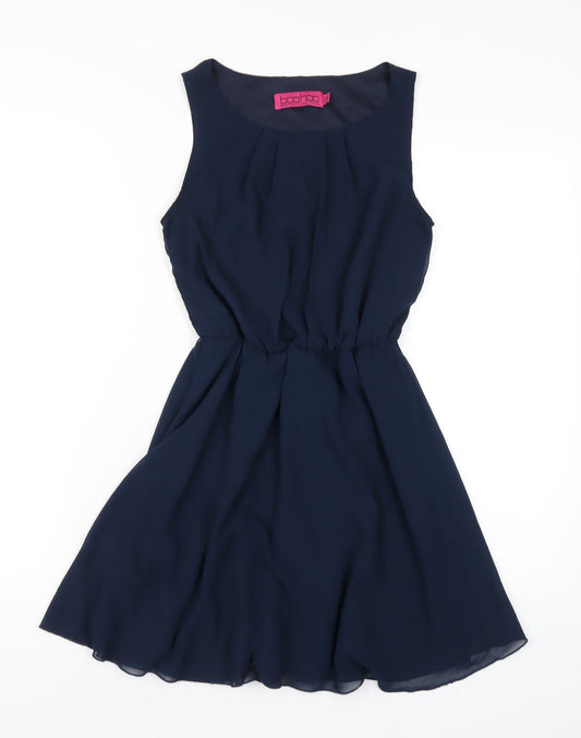 Boohoo Womens Blue Polyester A-Line Size 6 Round Neck Pullover