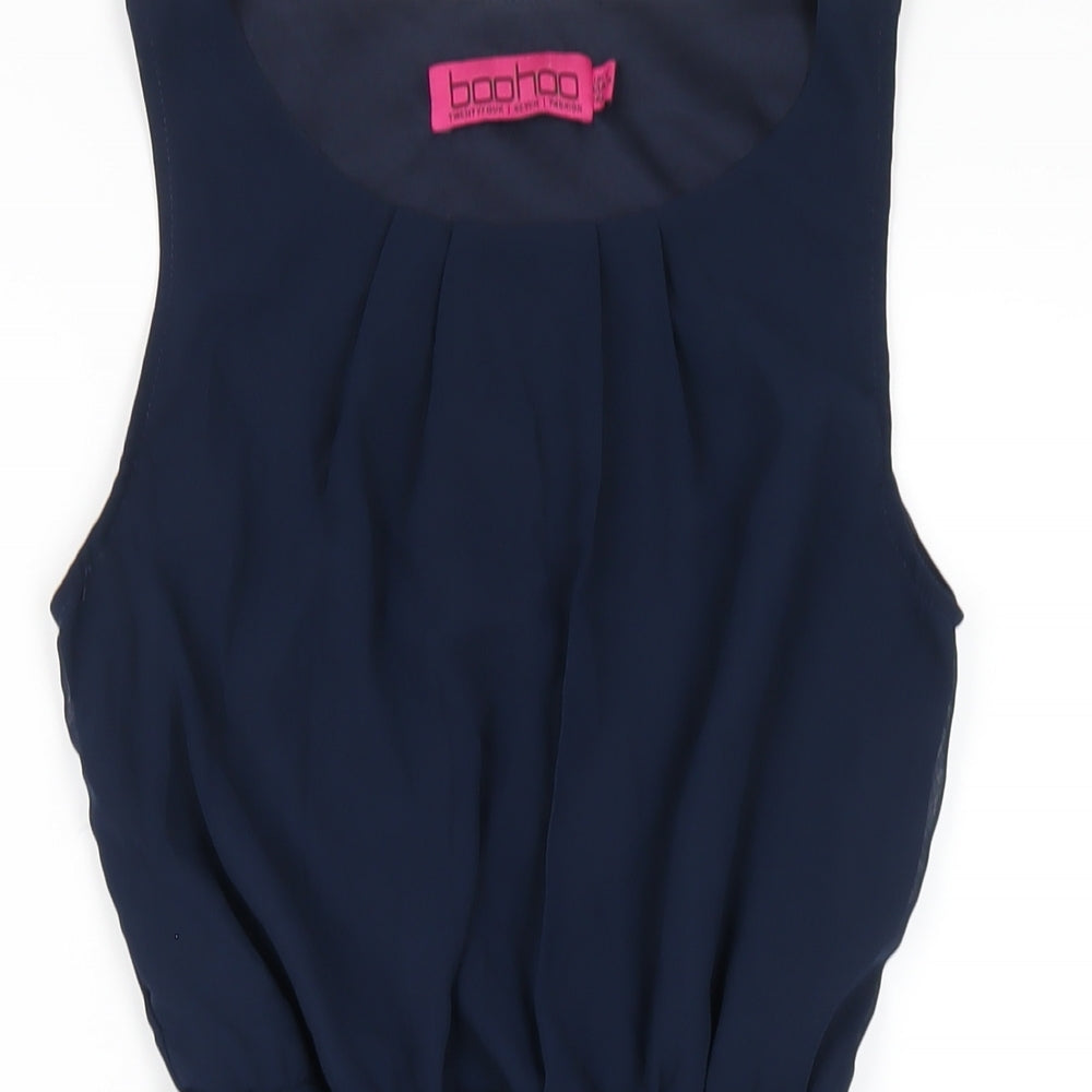 Boohoo Womens Blue Polyester A-Line Size 6 Round Neck Pullover