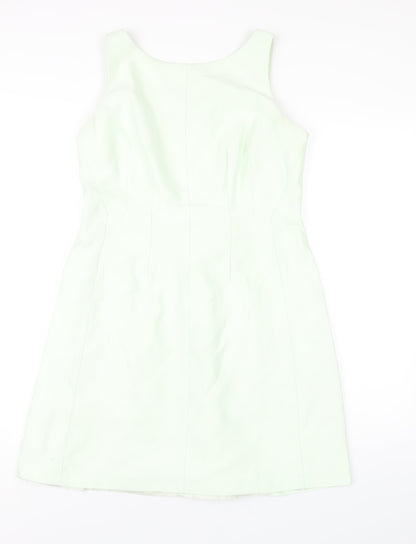 Coast Womens Green Polyester A-Line Size 12 Round Neck Zip