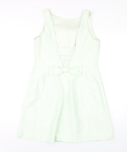 Coast Womens Green Polyester A-Line Size 12 Round Neck Zip