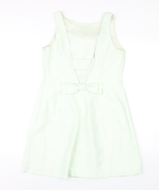 Coast Womens Green Polyester A-Line Size 12 Round Neck Zip