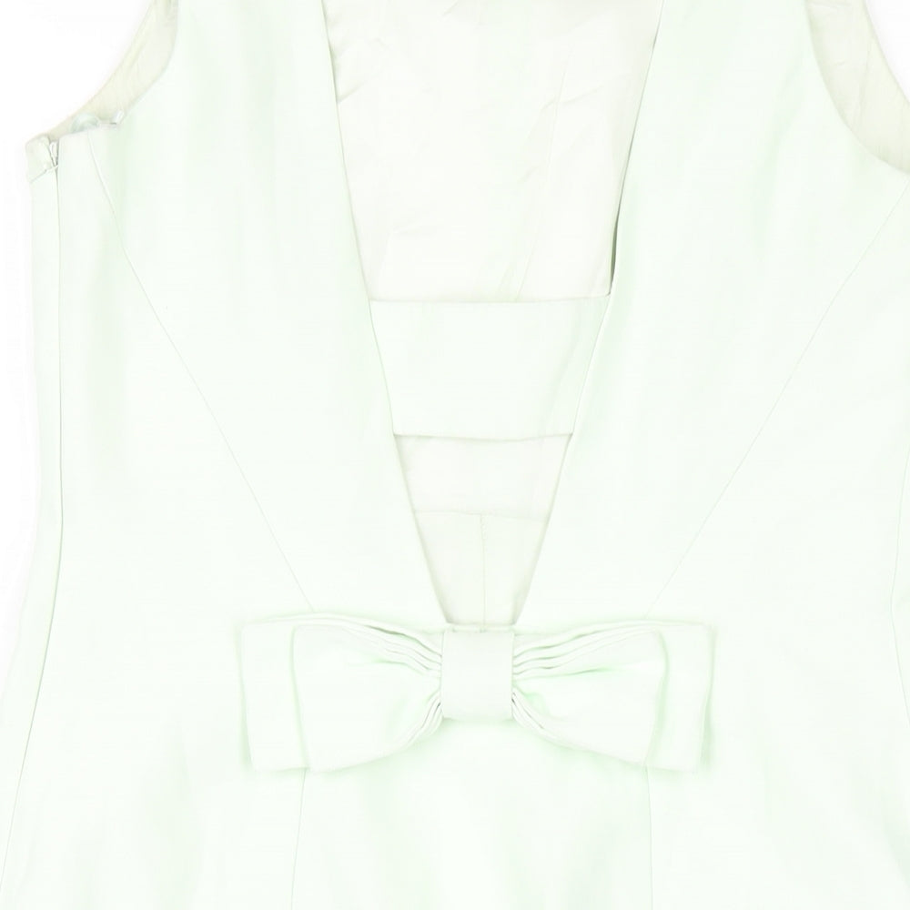 Coast Womens Green Polyester A-Line Size 12 Round Neck Zip