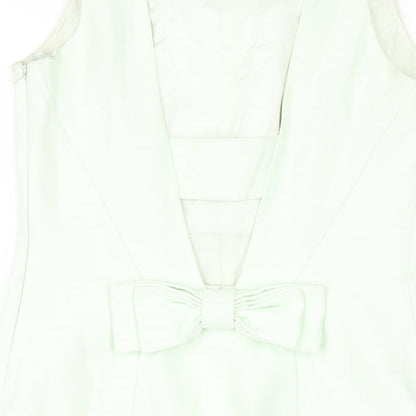 Coast Womens Green Polyester A-Line Size 12 Round Neck Zip