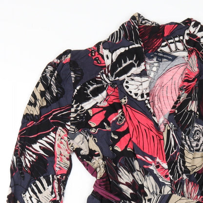 French Connection Womens Multicoloured Geometric Viscose A-Line Size 10 V-Neck Pullover