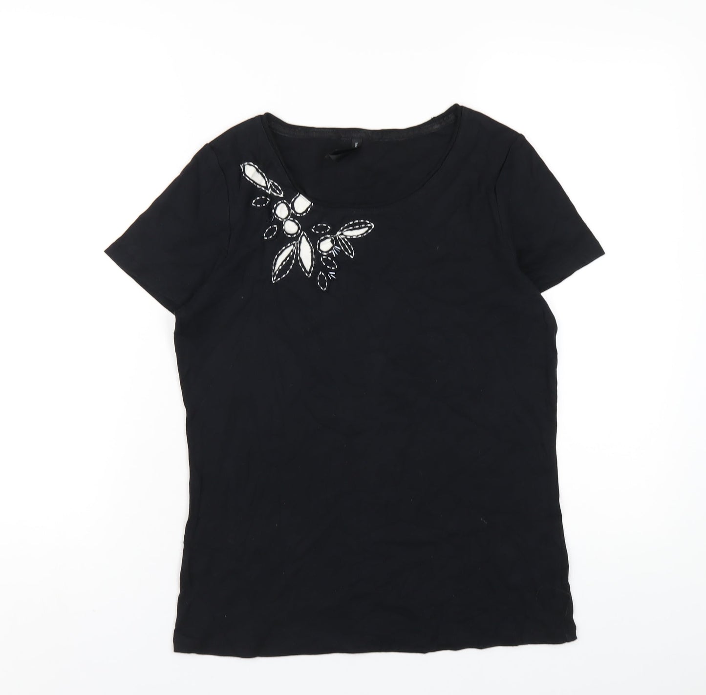 Womens UK Size 14 Marks and Spencer Black Basic T-Shirt